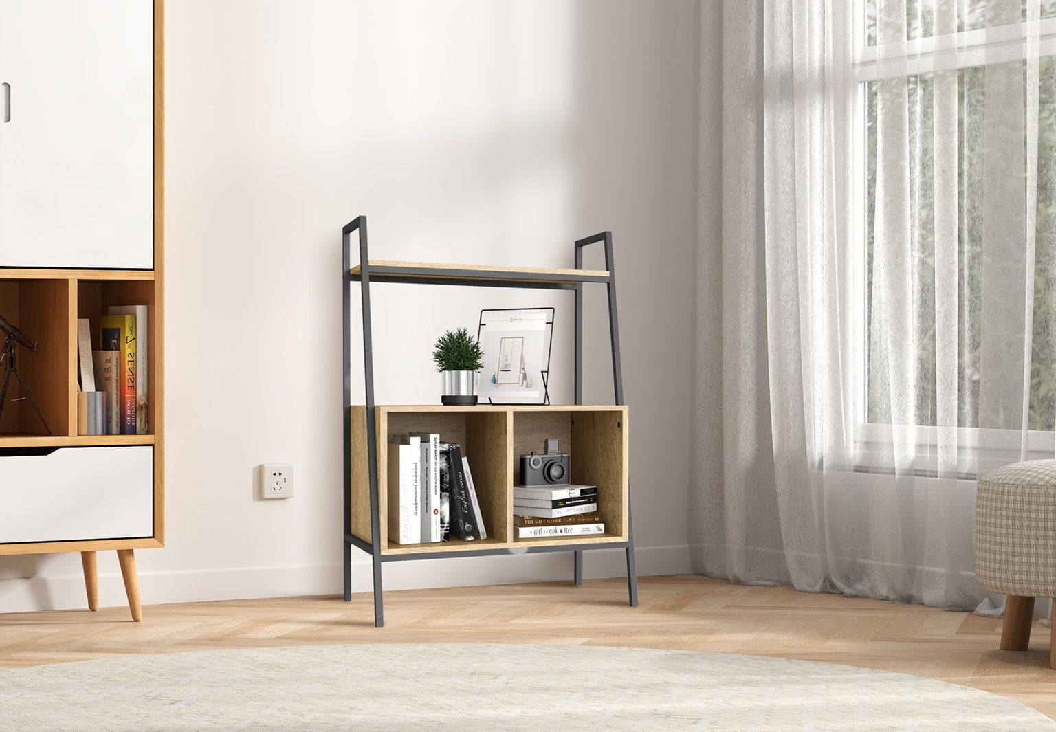 תמונת כוננית ספרייה דגם ליאור LIOR ברוחב 63 ס"מ בגוון עץ אלון 1