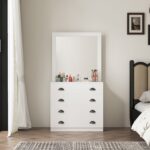 תמונת שידת איפור מעוצבת דגם מדיסון MEDISON בגוון לבן ברוחב 80 ס"מ 3