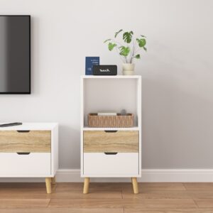 תמונת ארונית דגם אוסטין OSTIN ברוחב 48 ס"מ בגוון לבן ואלון 1