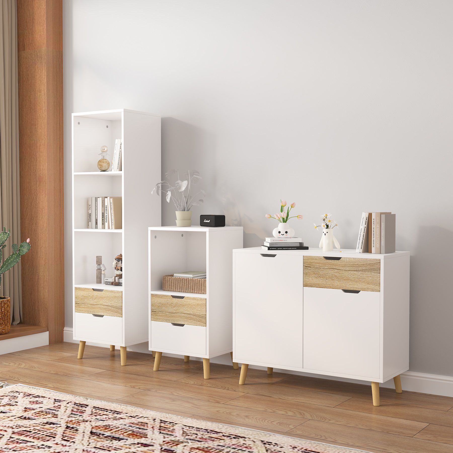 תמונת ארונית דגם דנוור DENVER ברוחב 48 ס"מ בגוון לבן ואלון 4