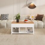 תמונת שולחן סלון נפתח בגוון לבן משולב אלון דגם פילדלפיה Philadelphia 3