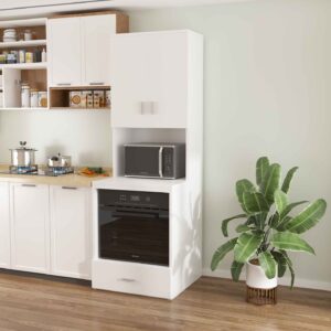 תמונת ארון בילד אין לתנור ולמיקרוגל בצבע לבן דגם קאבו CABO 1