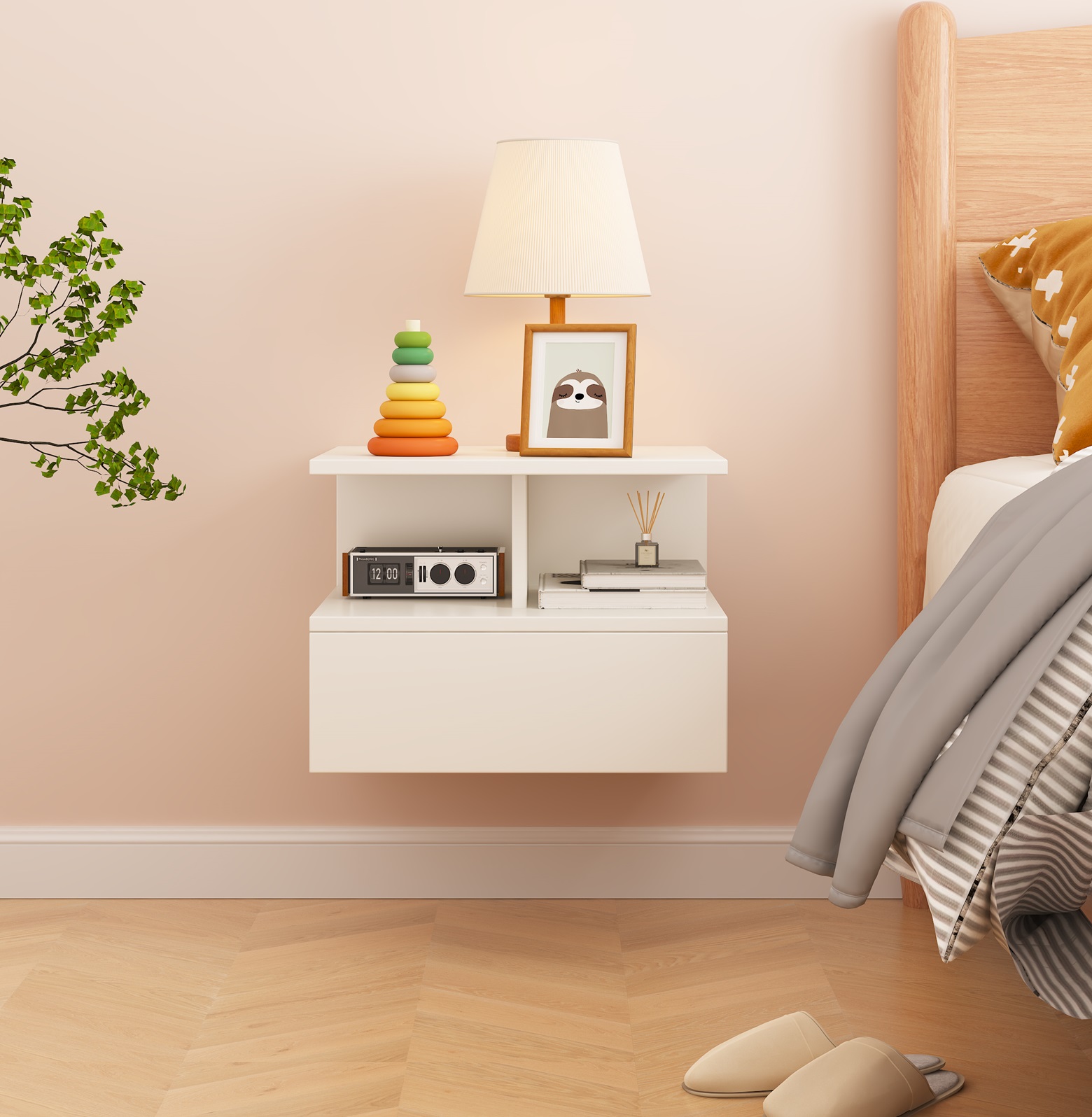 תמונת שידת לילה צפה תלויה לקיר במגוון צבעים לבחירה דגם יורק YORK 1