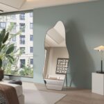 תמונת מראת גוף אמורפית סטנד ותלייה מסגרת מתכת דקה שחורה דגם בילבאו BILBAO 1