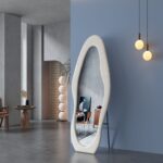 תמונת מראת גוף אמורפית סטנד ותלייה מסגרת בד בגוון לבן דגם פרול PEROL 2