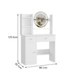 תמונת שידת איפור לבנה עם תאורת לד דגם טופז TOPAZ 3