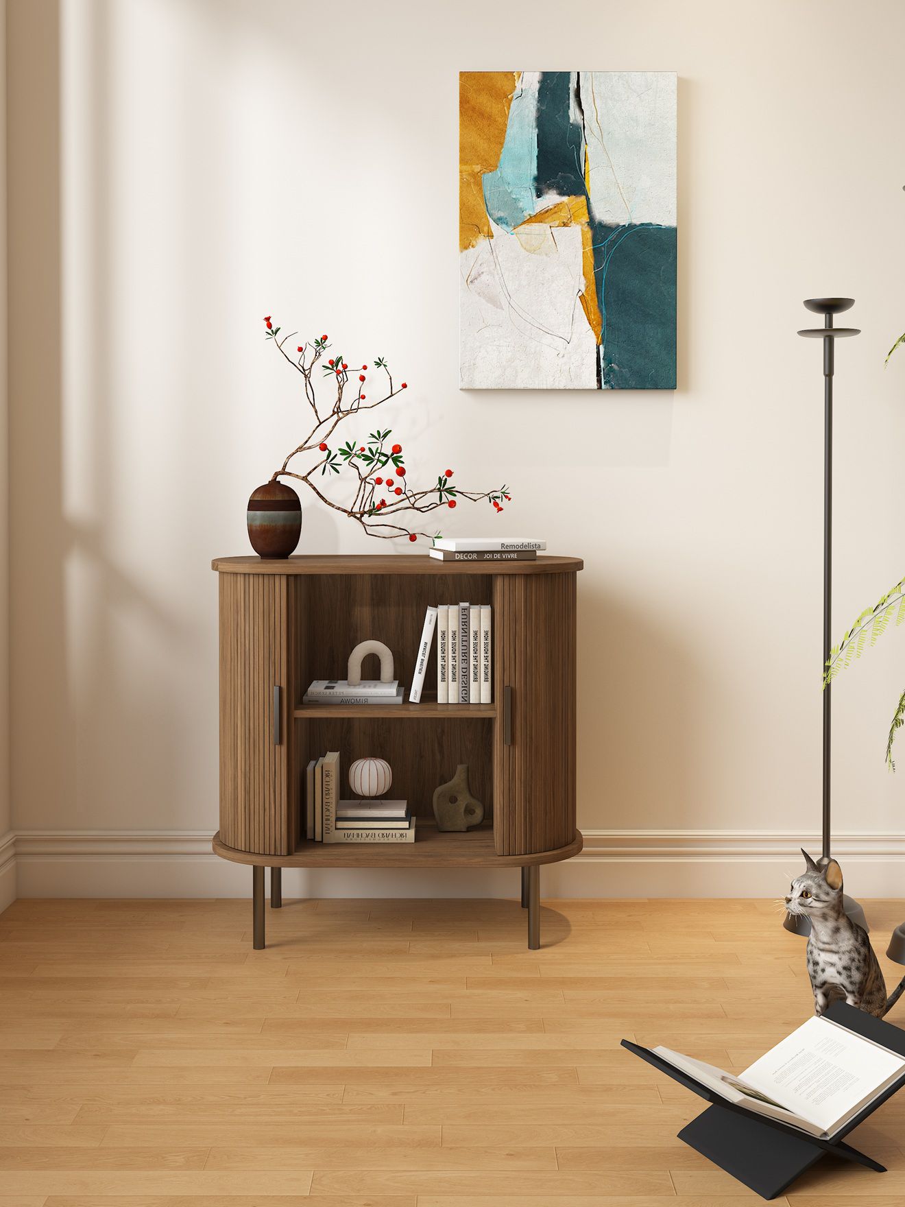 תמונת כוננית שידה דגם קוורץ QUARTZ בגוון עץ 2