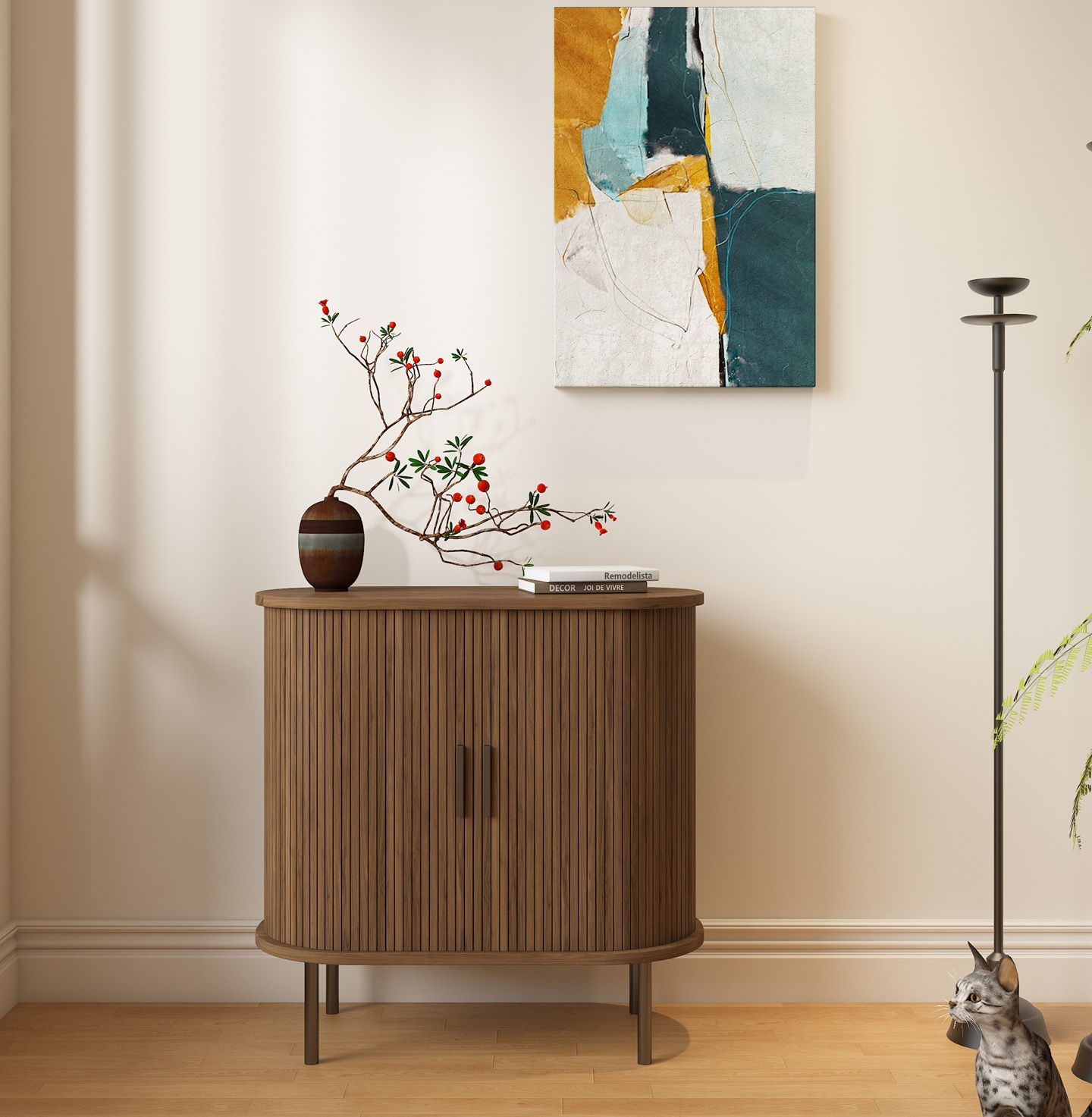 תמונת כוננית שידה דגם קוורץ QUARTZ בגוון עץ 1