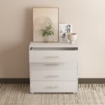 תמונת שידת 4 מגירות רחבה בגוון לבן דגם אופאל OPAL 2