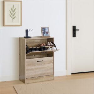 תמונת ארון נעליים בצבע אלון 2 תאים דגם הלן HELEN 1