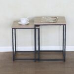 תמונת זוג שולחנות צד קפה לסלון דגם עמית AMIT בגוון אלון 3