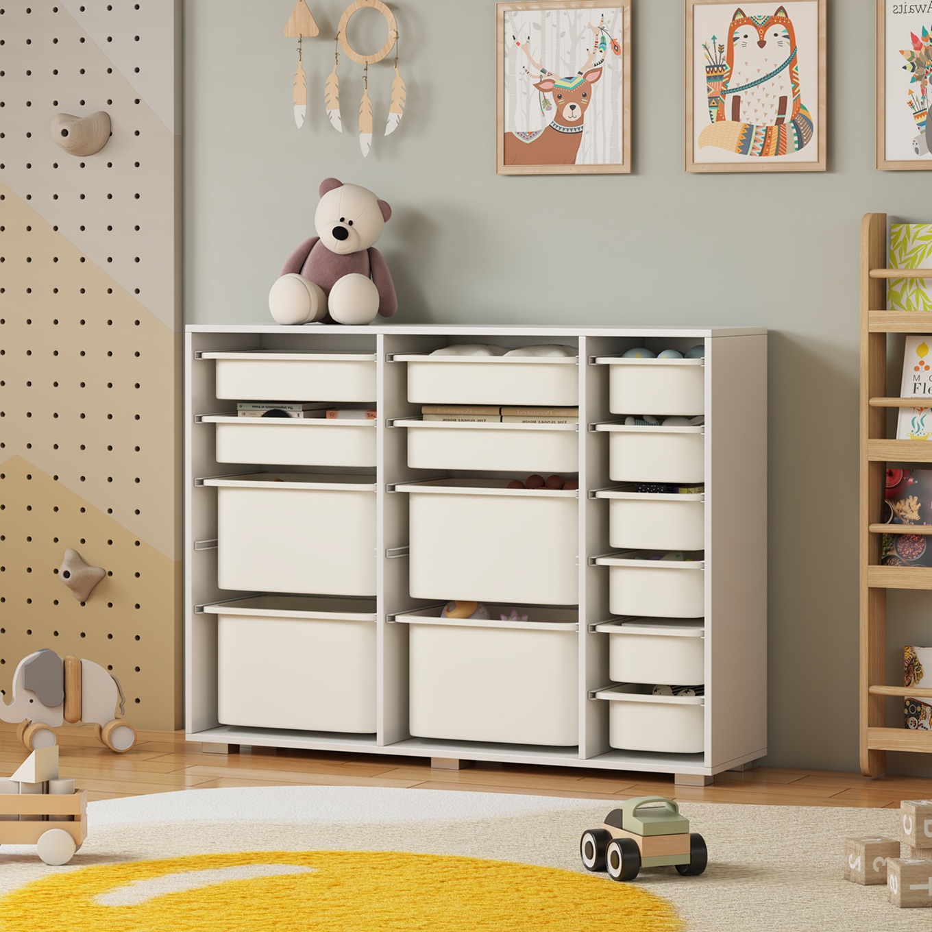 תמונת שידת איחסון מכלים רחבה בגוון לבן דגם פליי PLAY 1