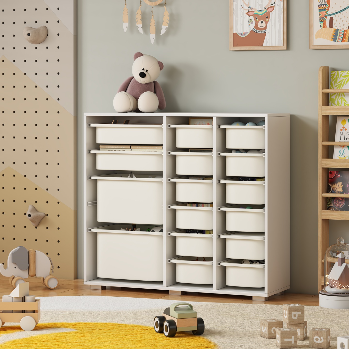 תמונת שידת איחסון מכלים רחבה בגוון לבן דגם דול DOOL 1