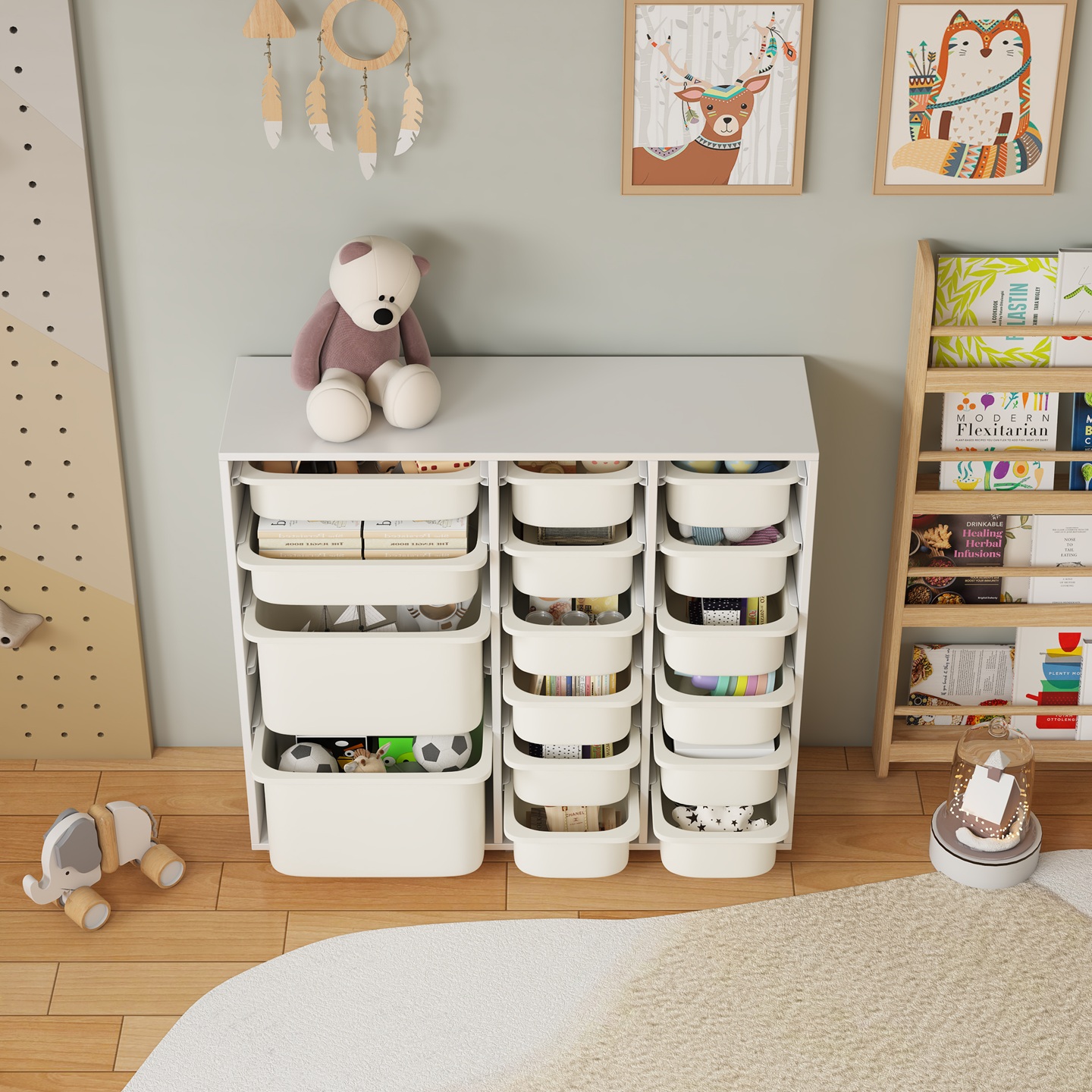 תמונת שידת איחסון מכלים רחבה בגוון לבן דגם דול DOOL 2