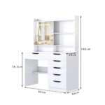 תמונת שידת איפור בגוון לבן עם תאורת לד דגם קלואי CHLOE 2