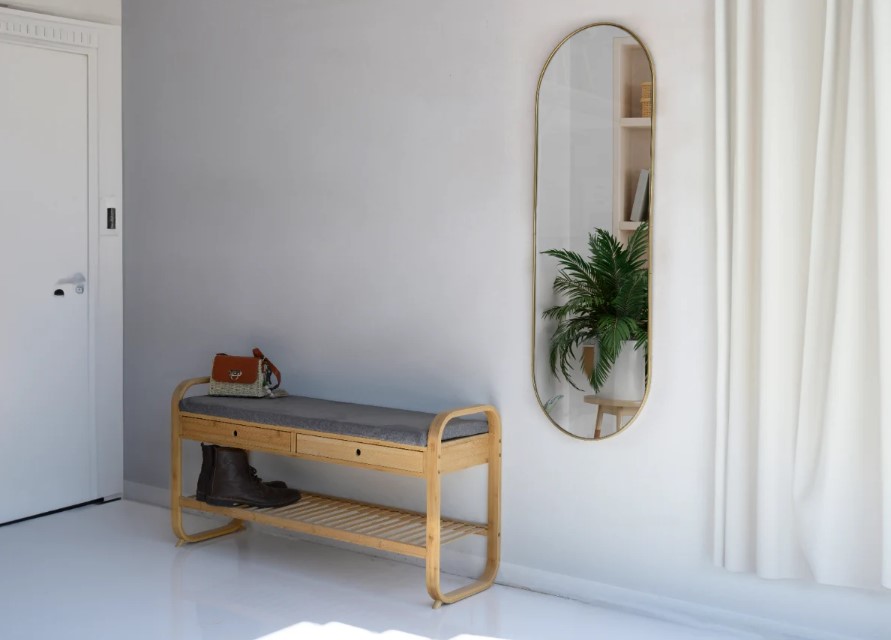 תמונת מראת גוף אובלית מסגרת מתכת דקה מידה 140X50 במגוון צבעים דגם אובלונג לארג' 4