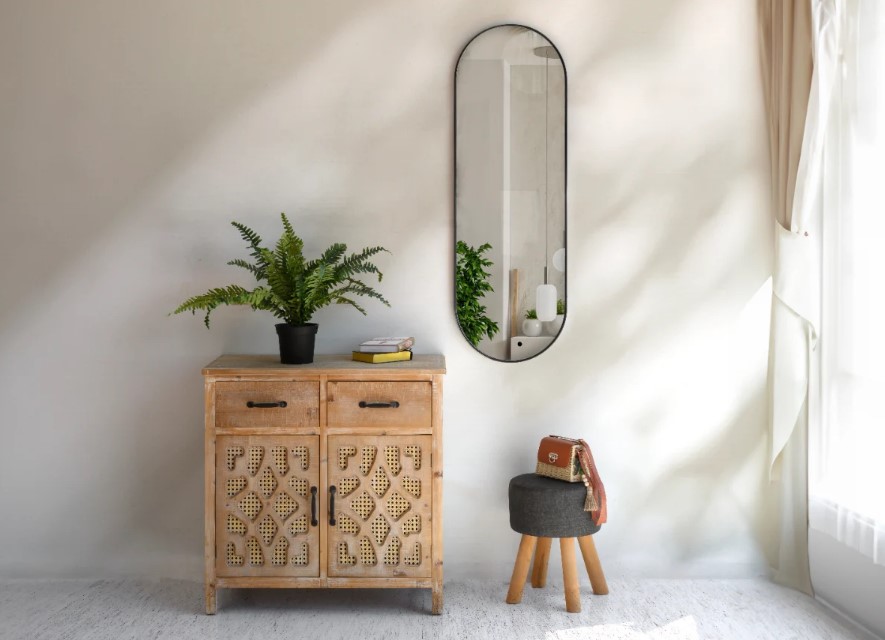 תמונת מראת גוף אובלית מסגרת מתכת דקה מידה 140X50 במגוון צבעים דגם אובלונג לארג' 5