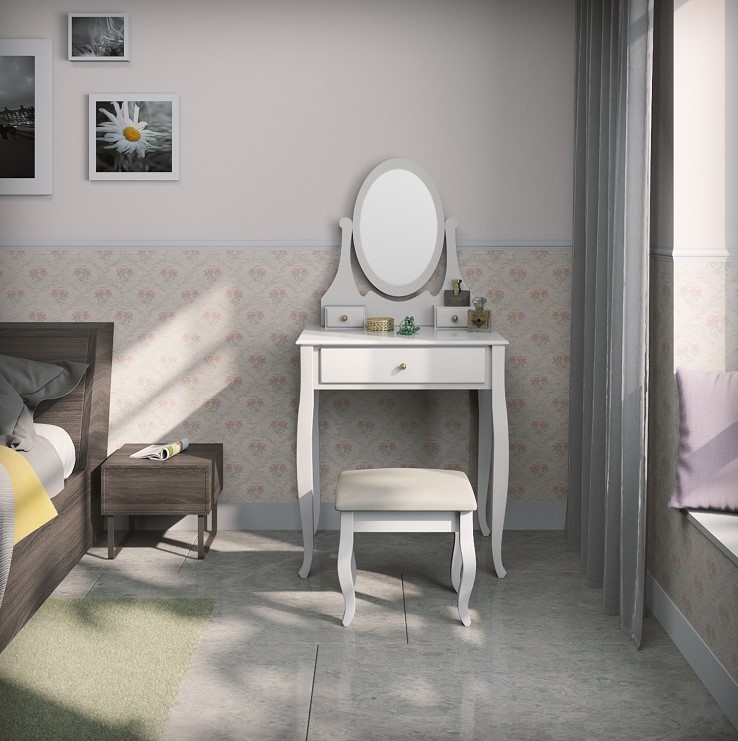 תמונת שידת איפור משלוח חינם וינטג' עם שרפרף מרופד דגם ונוס VENUS 1