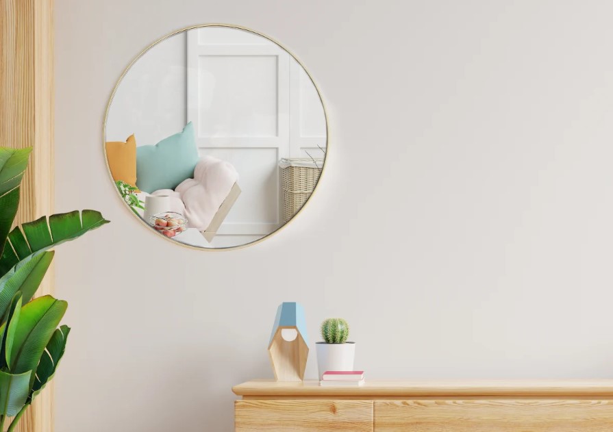 תמונת מראה עגולה קוטר 120 סמ מסגרת מתכת במגוון צבעים לבחירה דגם שרי 1