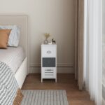 תמונת שידת לילה דגם מודרנית 3 מגירות גוון לבן ואפור 1