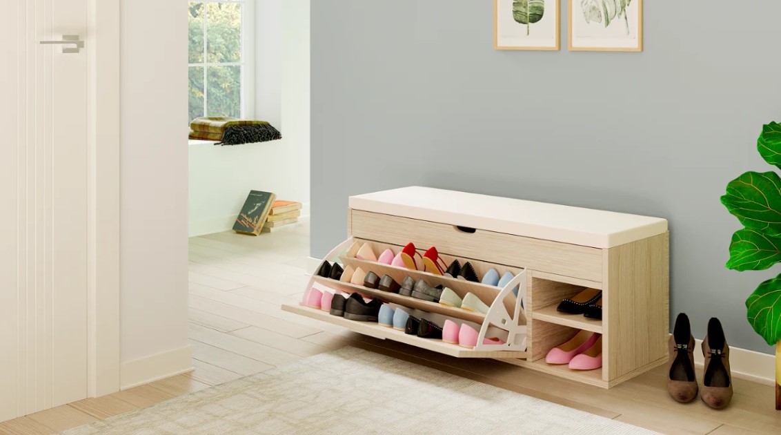 תמונת ארון נעליים גדול משולב ספסל במבחר צבעים 2