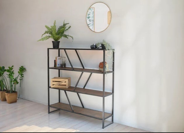 תמונת ספריית מדפים מעוצבת זיגזג ברוחב 120 ס"מ 2