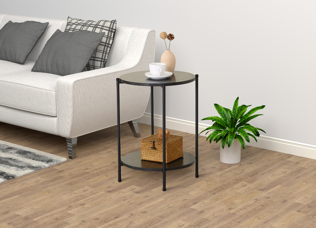 תמונת שולחן צד קפה לסלון עגול דגם יתיר YATIR בגוון שיש שחור 1