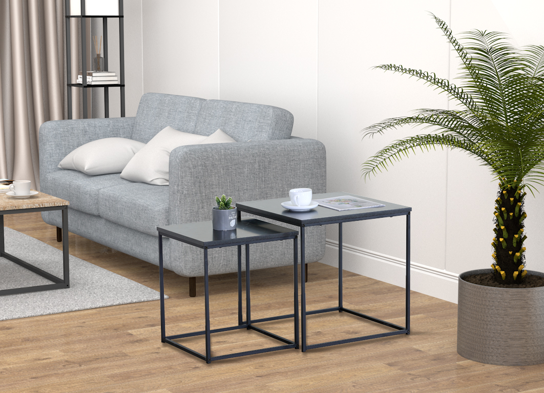 תמונת זוג שולחנות צד קפה לסלון דגם עמית AMIT בגוון שיש שחור 1